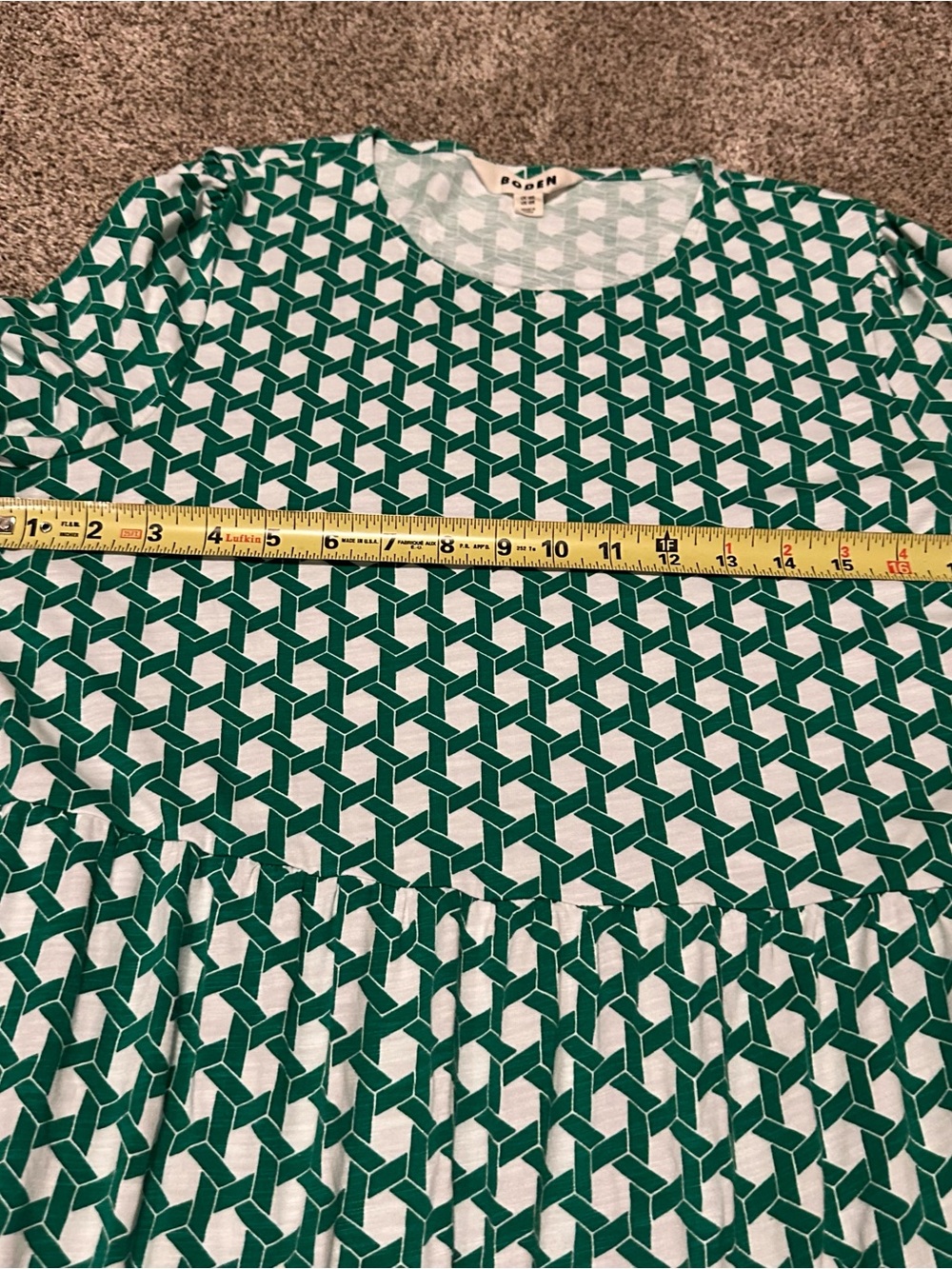 Boden Emma Tiered Jersey Green Short-Sleeve with pockets - Picture 6 of 13